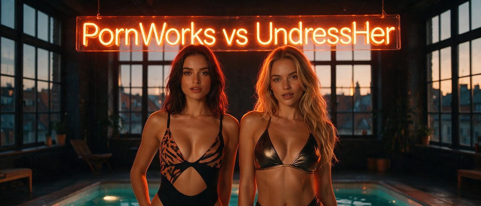 Editorial-Szene zu Pornworks vs. UndressHer — KI-generiertes SFW-Motiv
